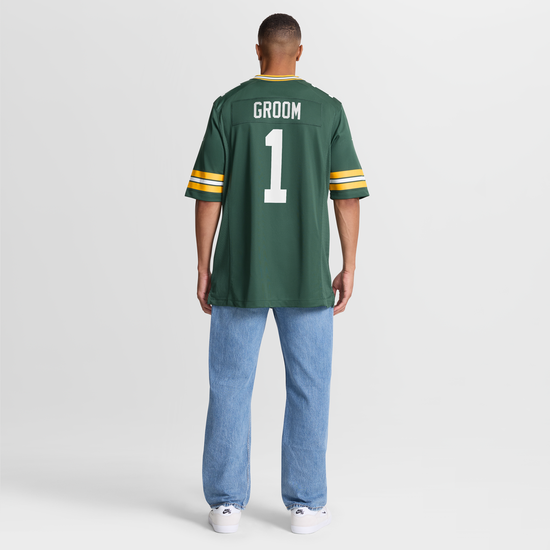 Number 1 Groom Green Bay Packers Game Jersey - Green