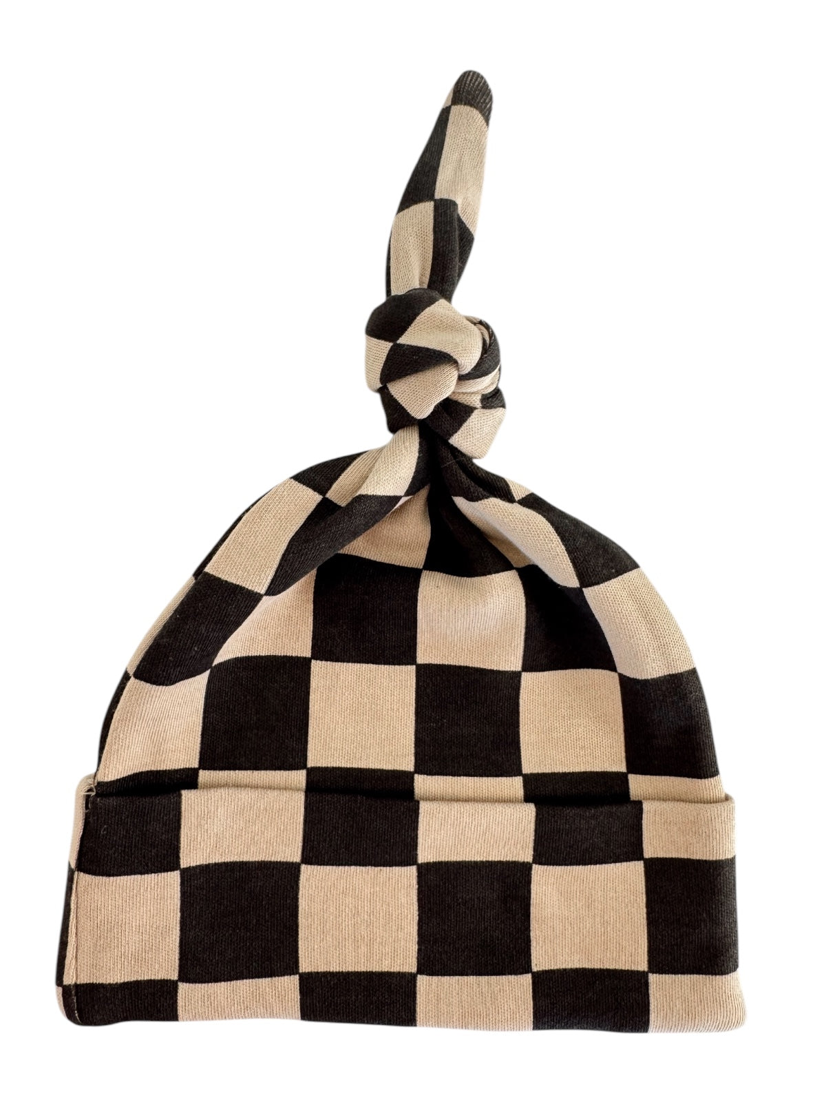 Tiramisu/Black Checkerboard / Organic Beanie