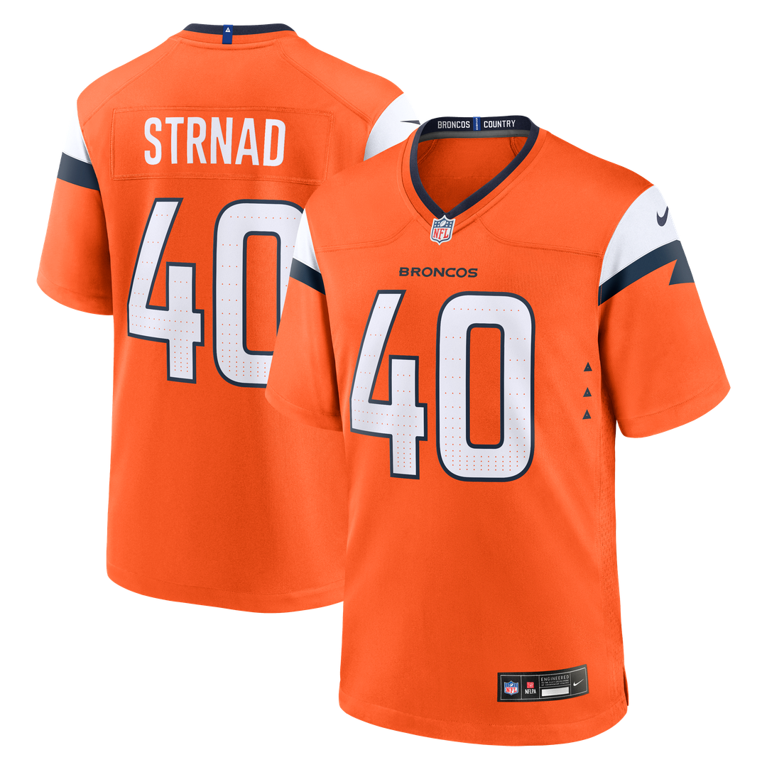 Justin Strnad Denver Broncos Team Game Jersey - Orange