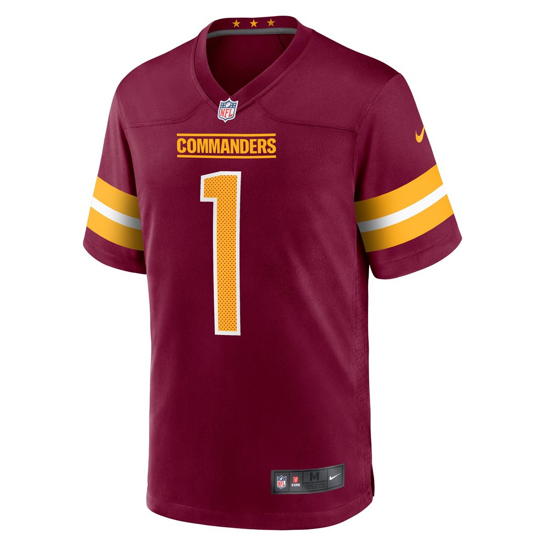 Number 1 Groom Washington Commanders Game Jersey - Burgundy