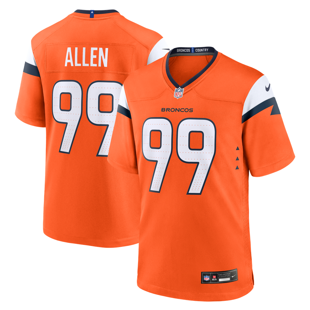 Zach Allen Denver Broncos Team Game Jersey - Orange