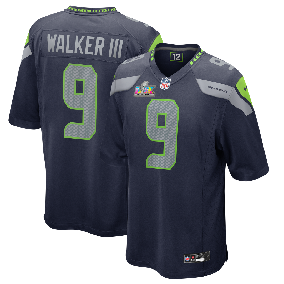 Kenneth Walker III Seattle Seahawks Super Bowl LX Patch Game Jersey - College Navy