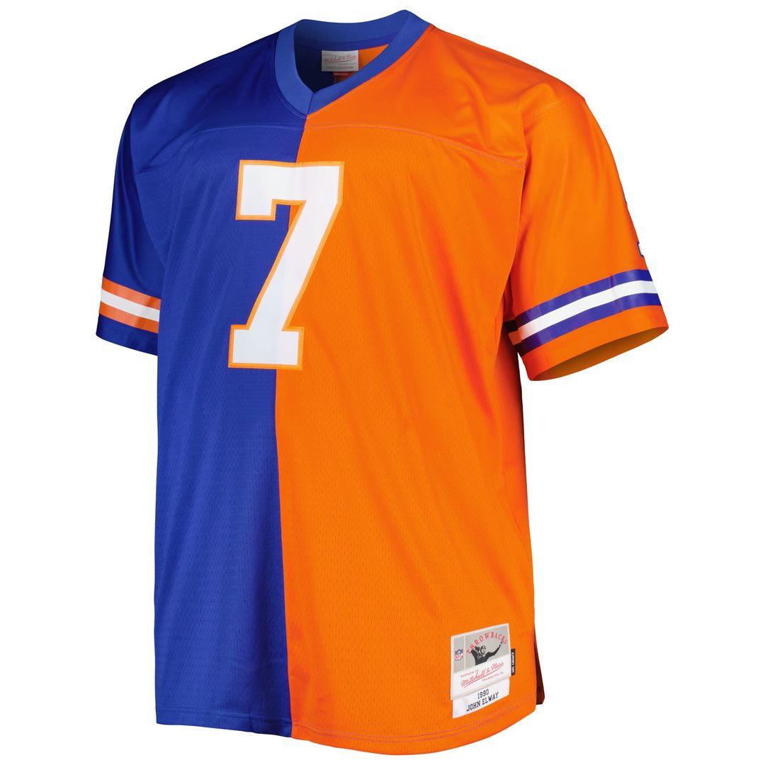 John Elway Denver Broncos Big & Tall Split Legacy Retired Player Replica Jersey - Royal/Orange