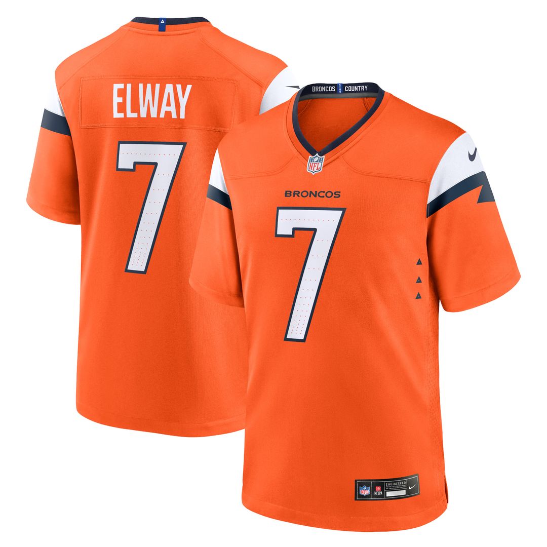 John Elway Denver Broncos Team Retired Player Game Jersey - Orange