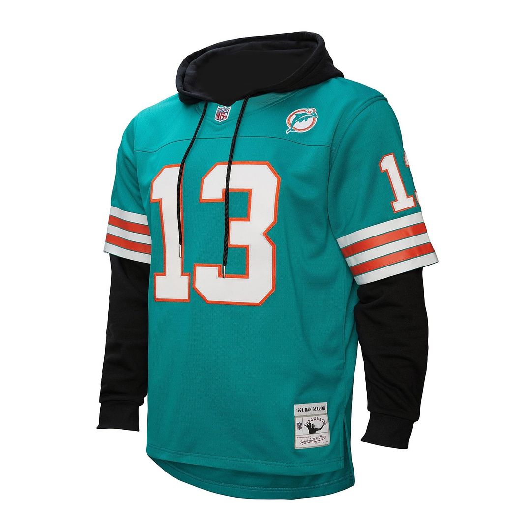 Dan Marino Miami Dolphins Player Name & Number Hoodie Legacy Jersey - Aqua
