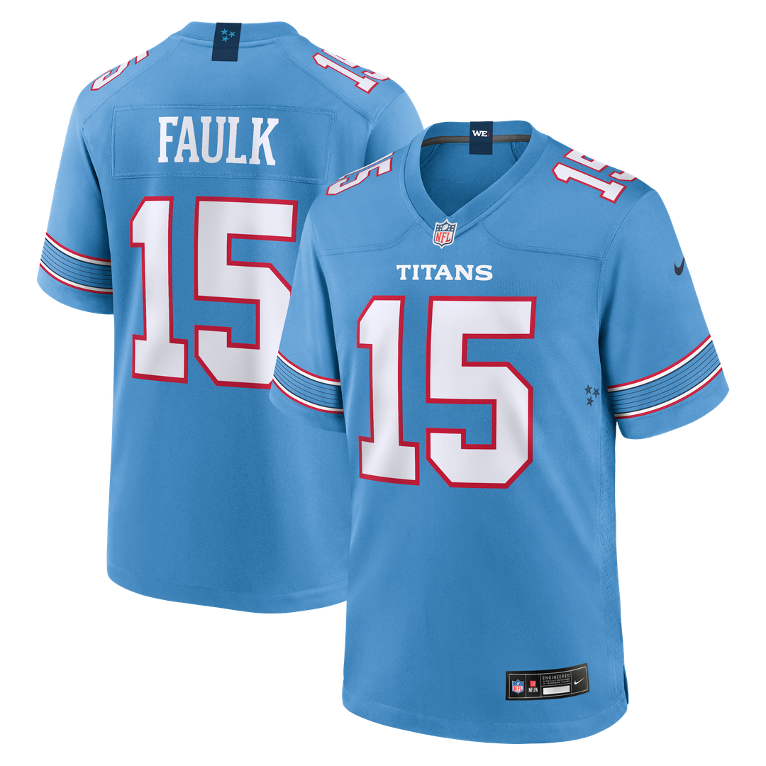 Keldric Faulk Tennessee Titans 2026 NFL Draft First Round Pick No.31 Game Jersey - Light Blue