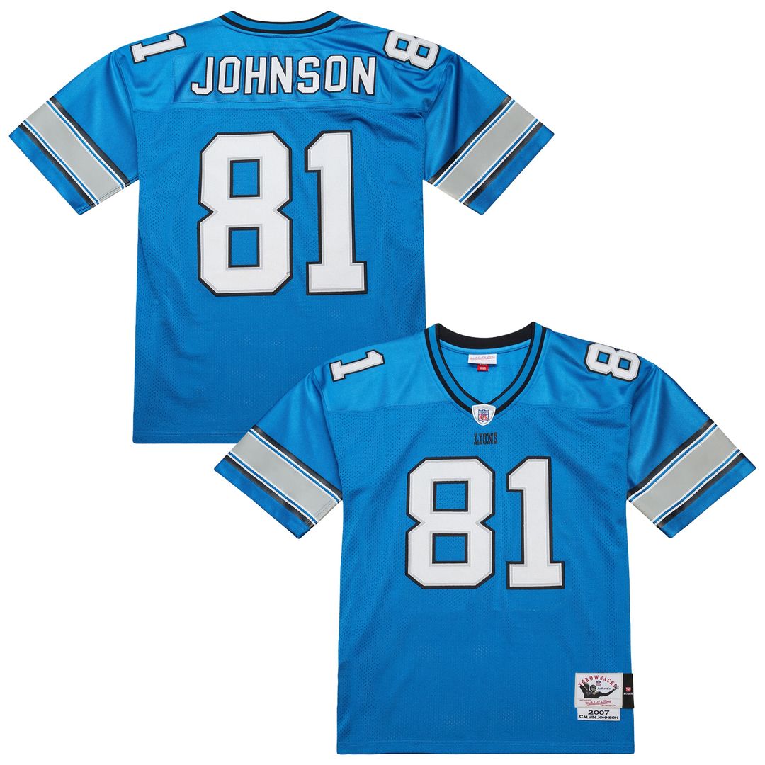 Calvin Johnson Detroit Lions 2007 Authentic Throwback Retired Player Jersey - Blue