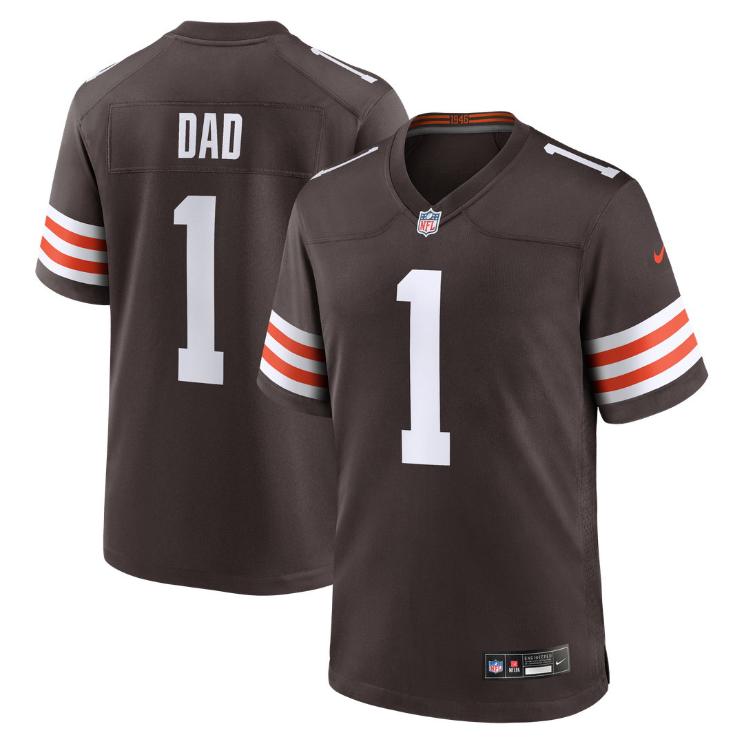 Number 1 Dad Cleveland Browns Game Jersey - Brown