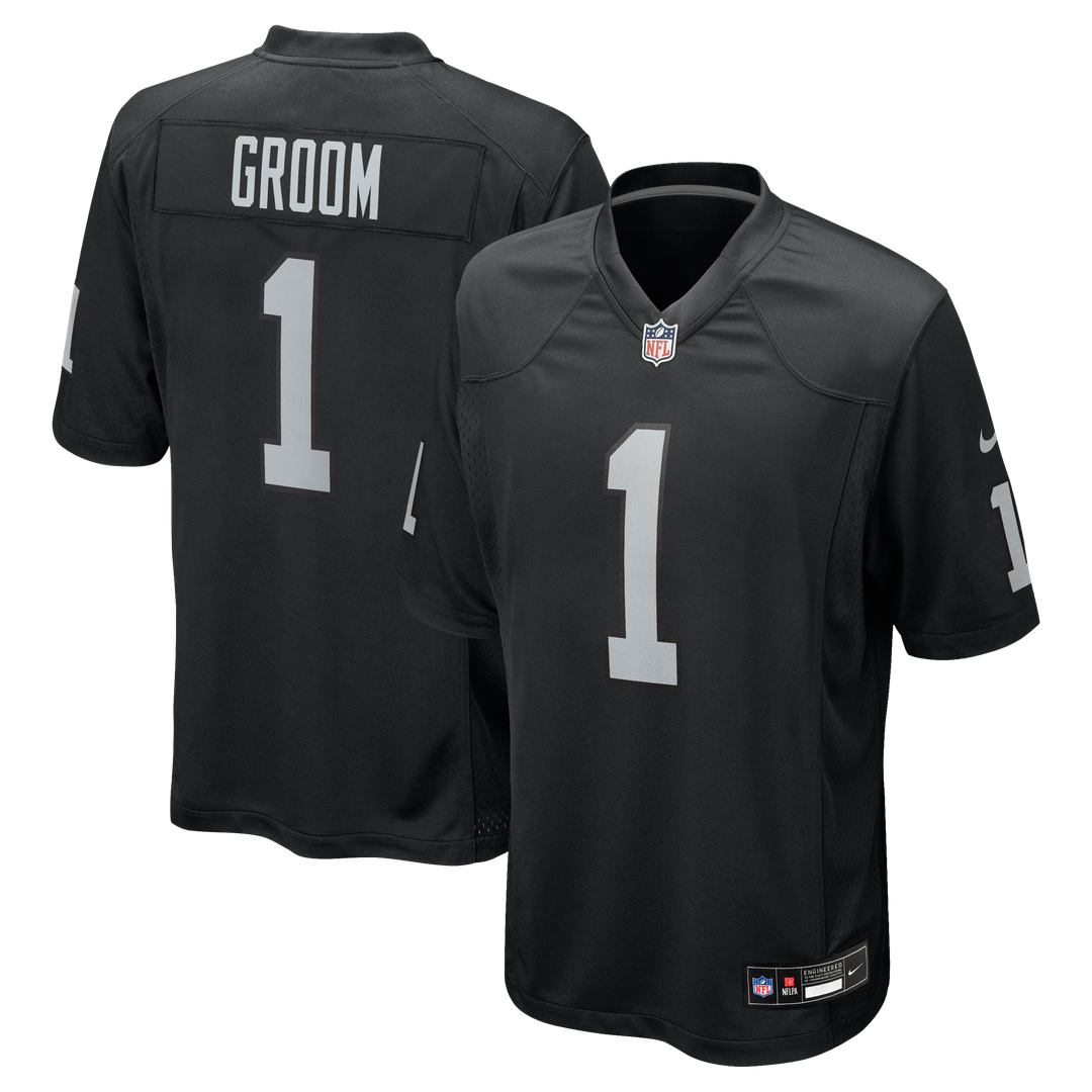 Number 1 Groom Las Vegas Raiders Game Jersey - Black