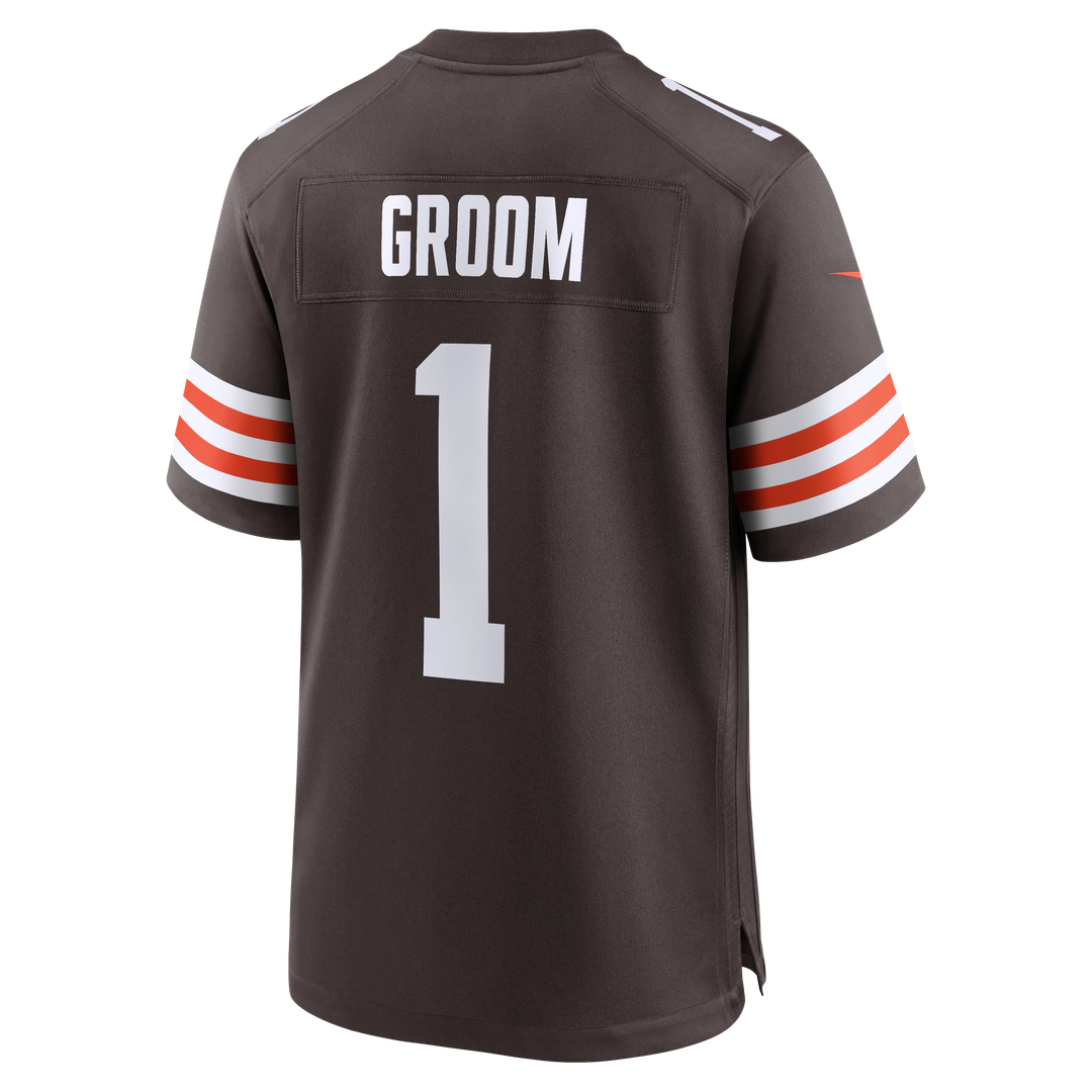 Number 1 Groom Cleveland Browns Game Jersey - Brown