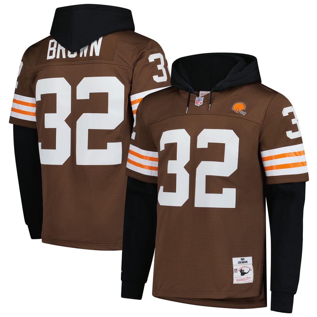 Jim Brown Cleveland Browns Player Name & Number Hoodie Legacy Jersey - Brown