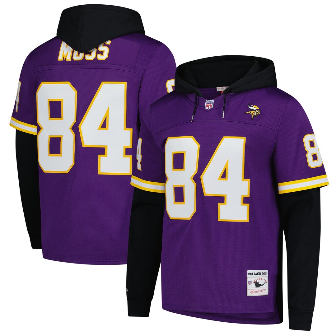 Randy Moss Minnesota Vikings Player Name & Number Hoodie Legacy Jersey - Purple