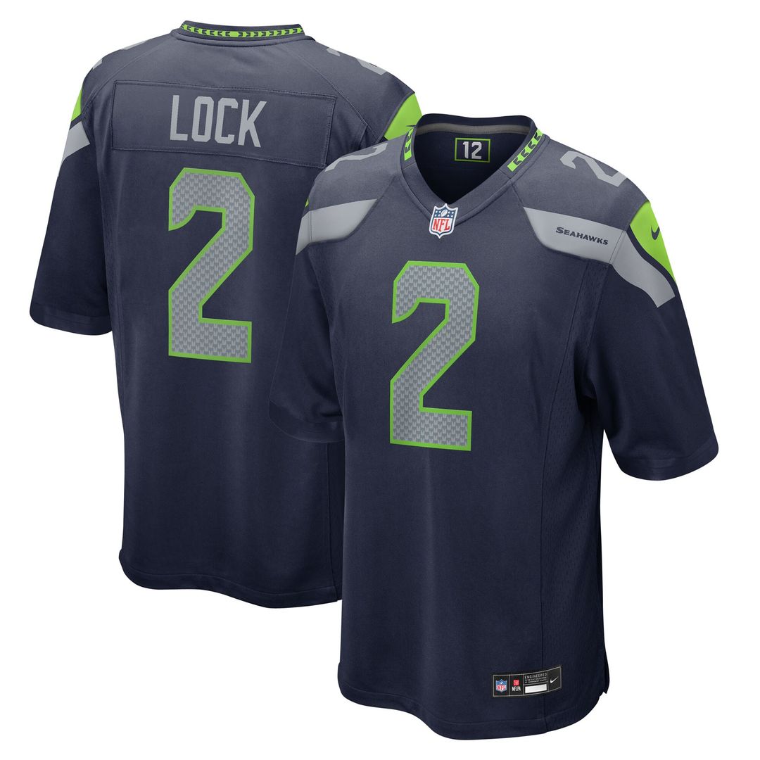 Drew Lock Seattle Seahawks Team Game Jersey - College Navy