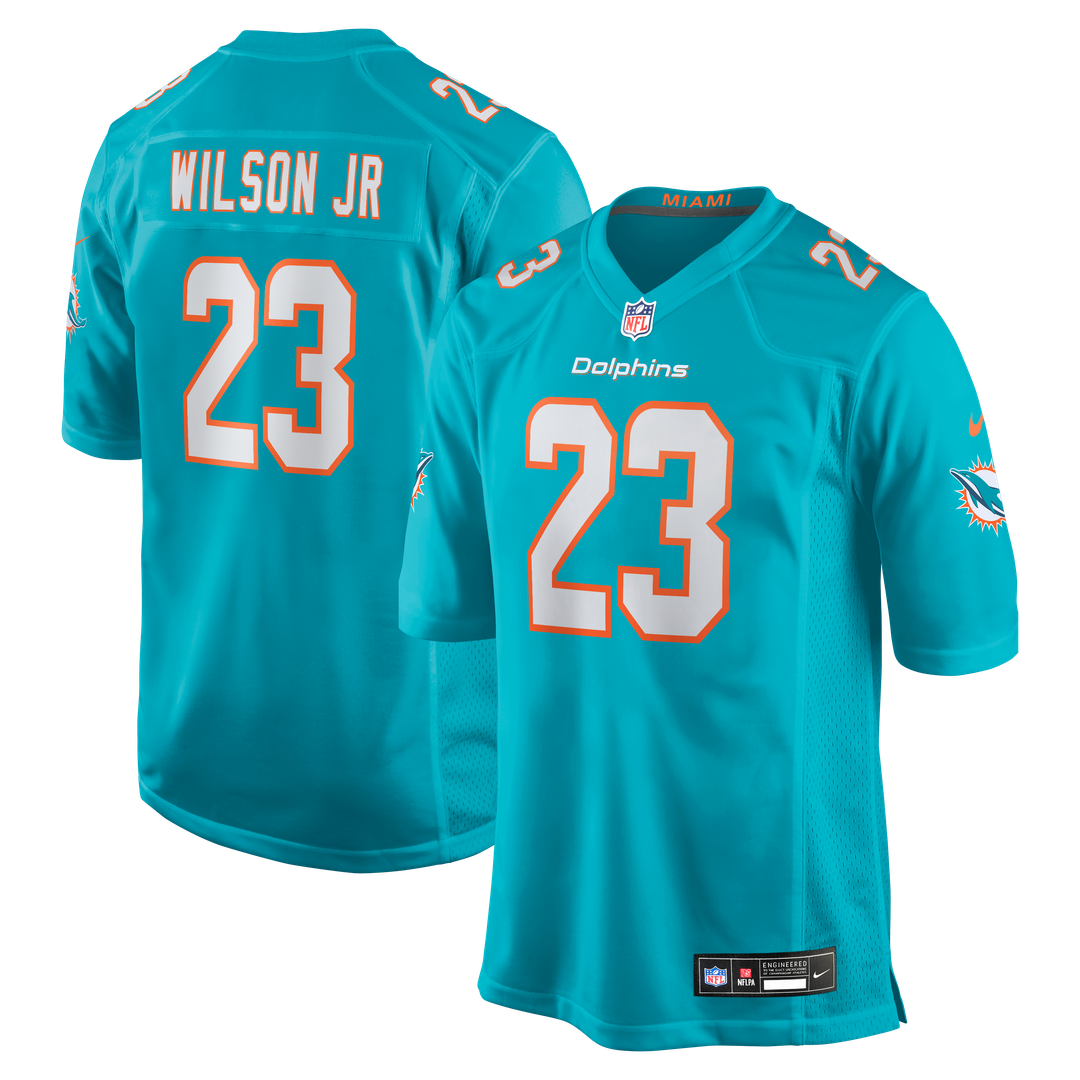 Jeff Wilson Jr. Miami Dolphins Game Player Jersey - Aqua