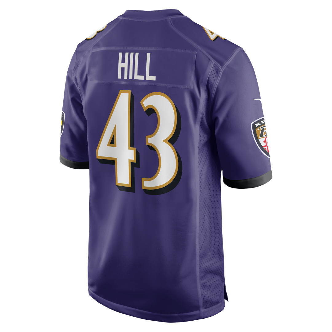 Justice Hill Baltimore Ravens Game Jersey - Purple