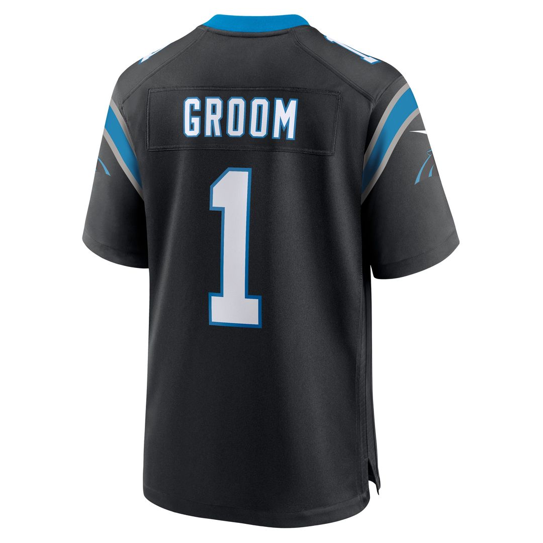 Number 1 Groom Carolina Panthers Game Jersey - Black