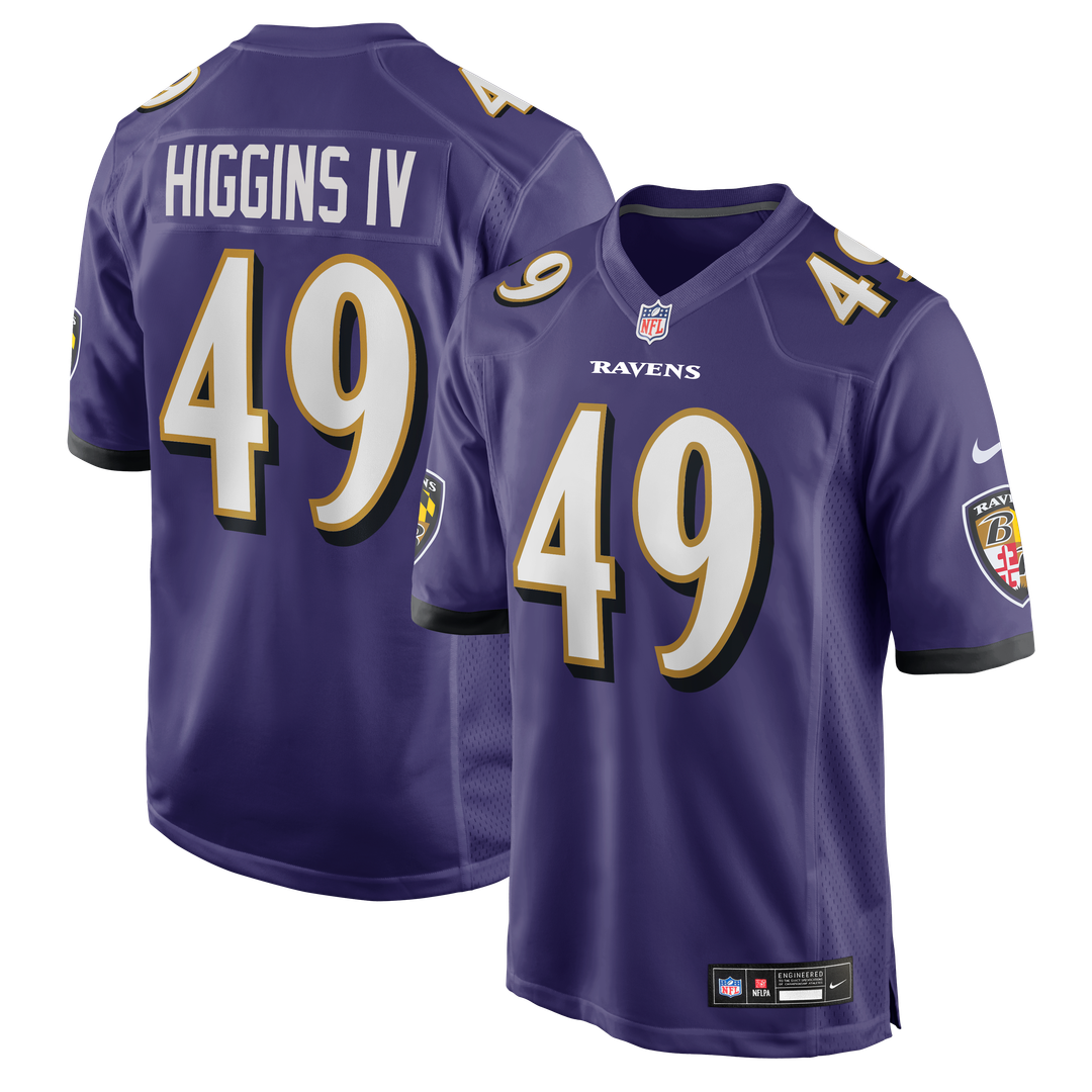 Jay Higgins IV Baltimore Ravens Team Game Jersey - Purple