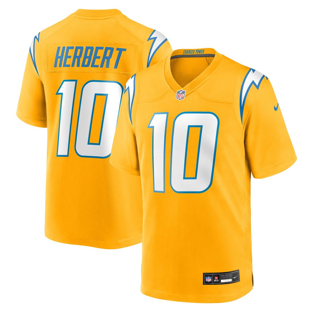 Justin Herbert Los Angeles Chargers Alternate Charger Power Game Player Jersey - Gold