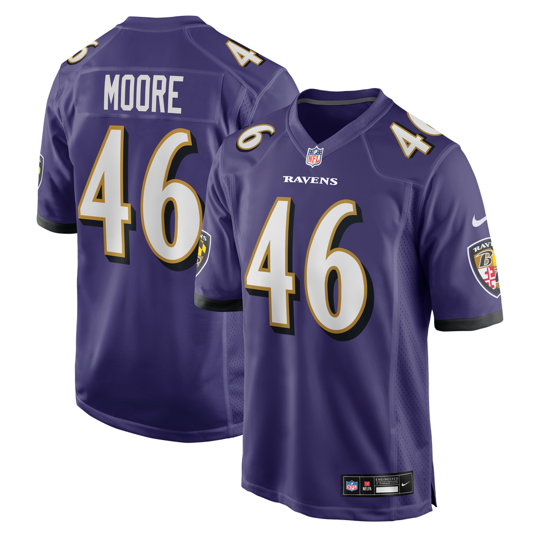 Nick Moore Baltimore Ravens Game Jersey - Purple