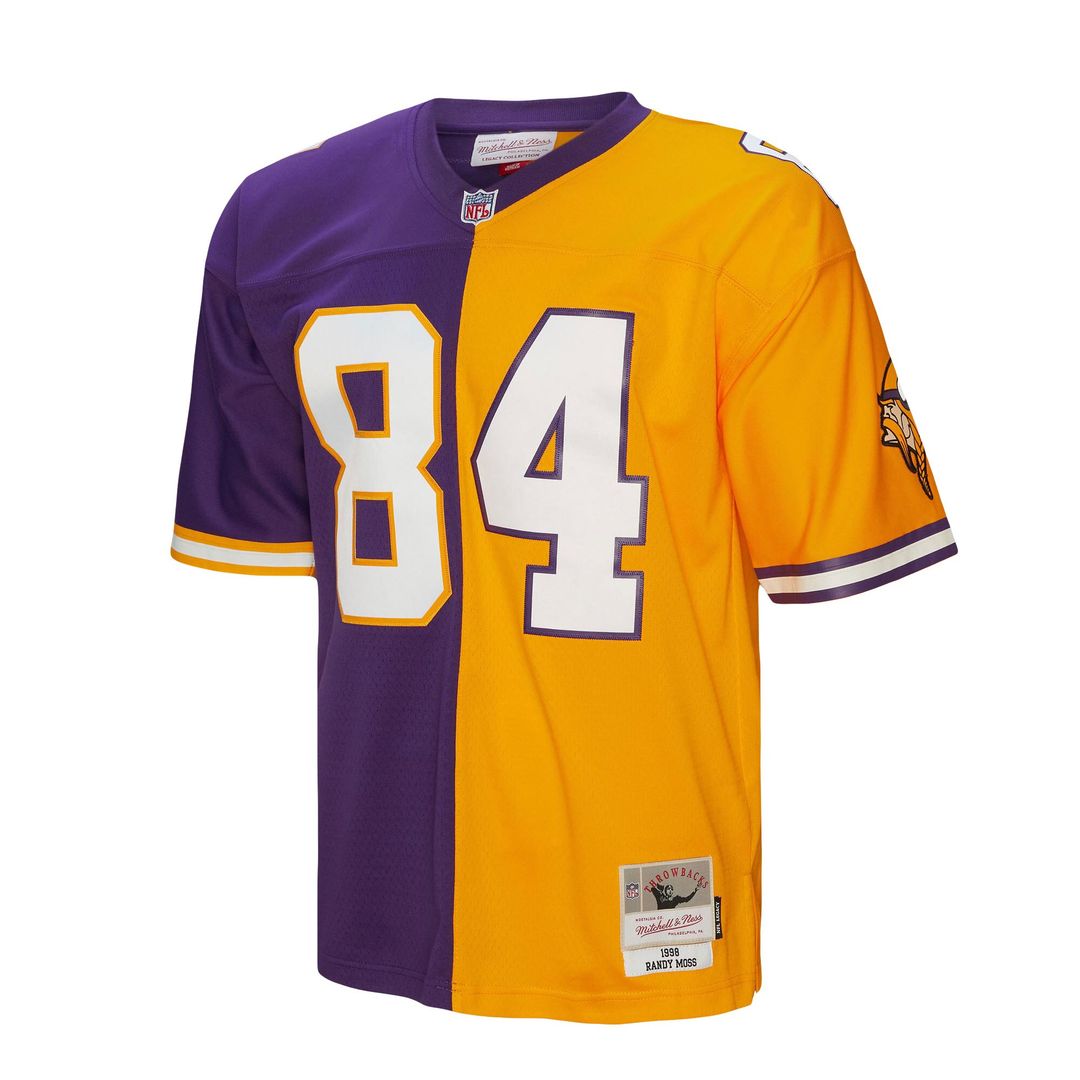 Randy Moss Minnesota Vikings 1998 Split Legacy Replica Jersey - Purple/Gold