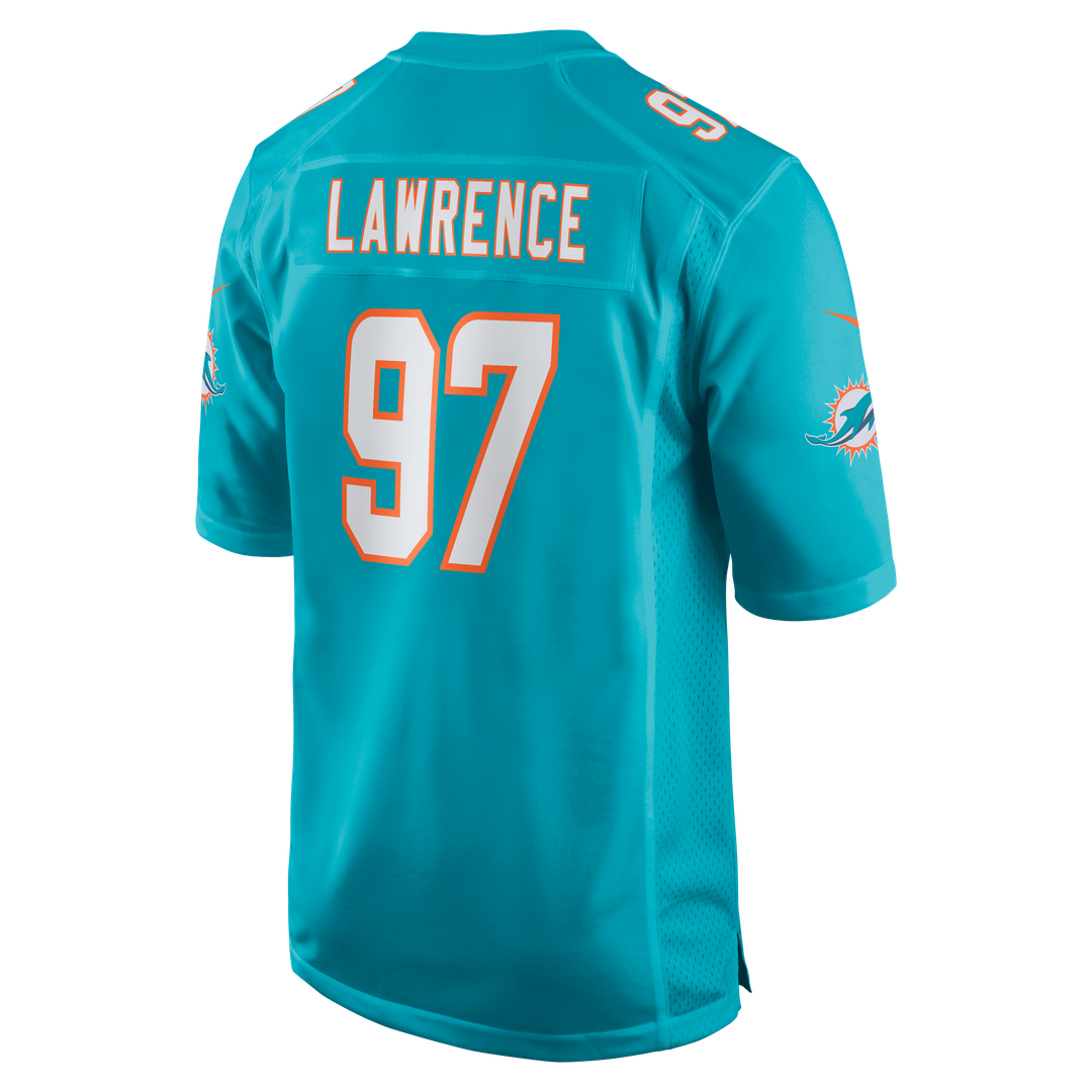 Rashard Lawrence Miami Dolphins Team Game Jersey - Aqua
