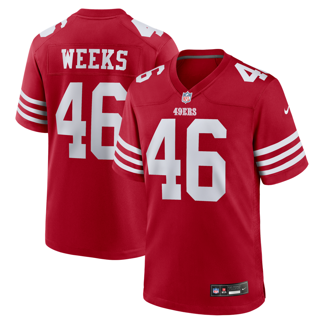 Jon Weeks San Francisco 49ers Team Game Jersey - Scarlet