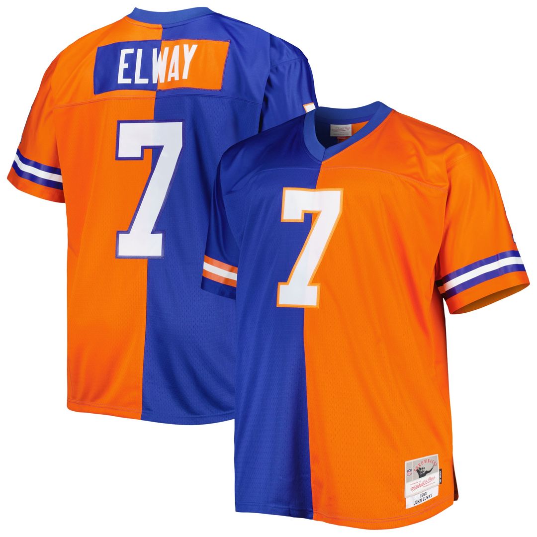 John Elway Denver Broncos Big & Tall Split Legacy Retired Player Replica Jersey - Royal/Orange