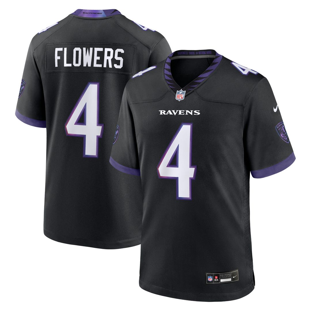 Zay Flowers Baltimore Ravens Alternate Game Jersey - Black