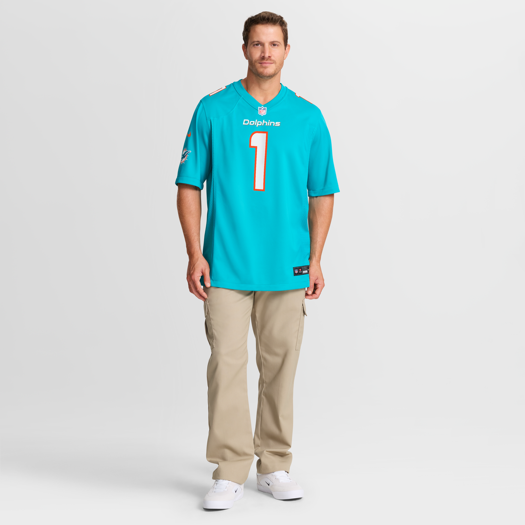 Number 1 Dad Miami Dolphins Game Jersey - Aqua
