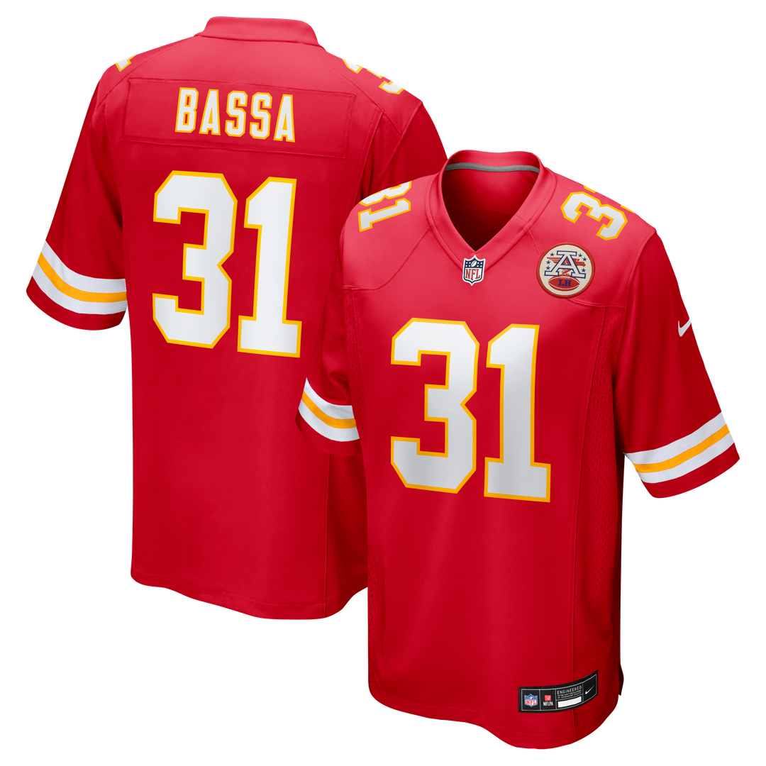 Jeffrey Bassa Kansas City Chiefs Team Game Jersey - Red