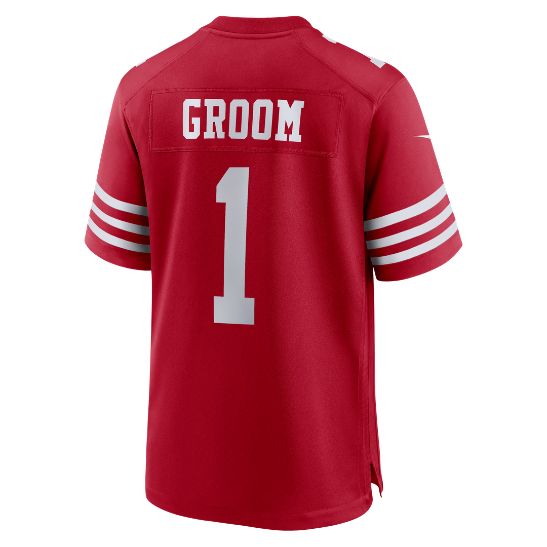 Number 1 Groom San Francisco 49ers Game Jersey - Scarlet