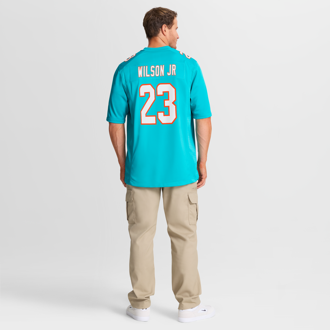 Jeff Wilson Jr. Miami Dolphins Game Player Jersey - Aqua