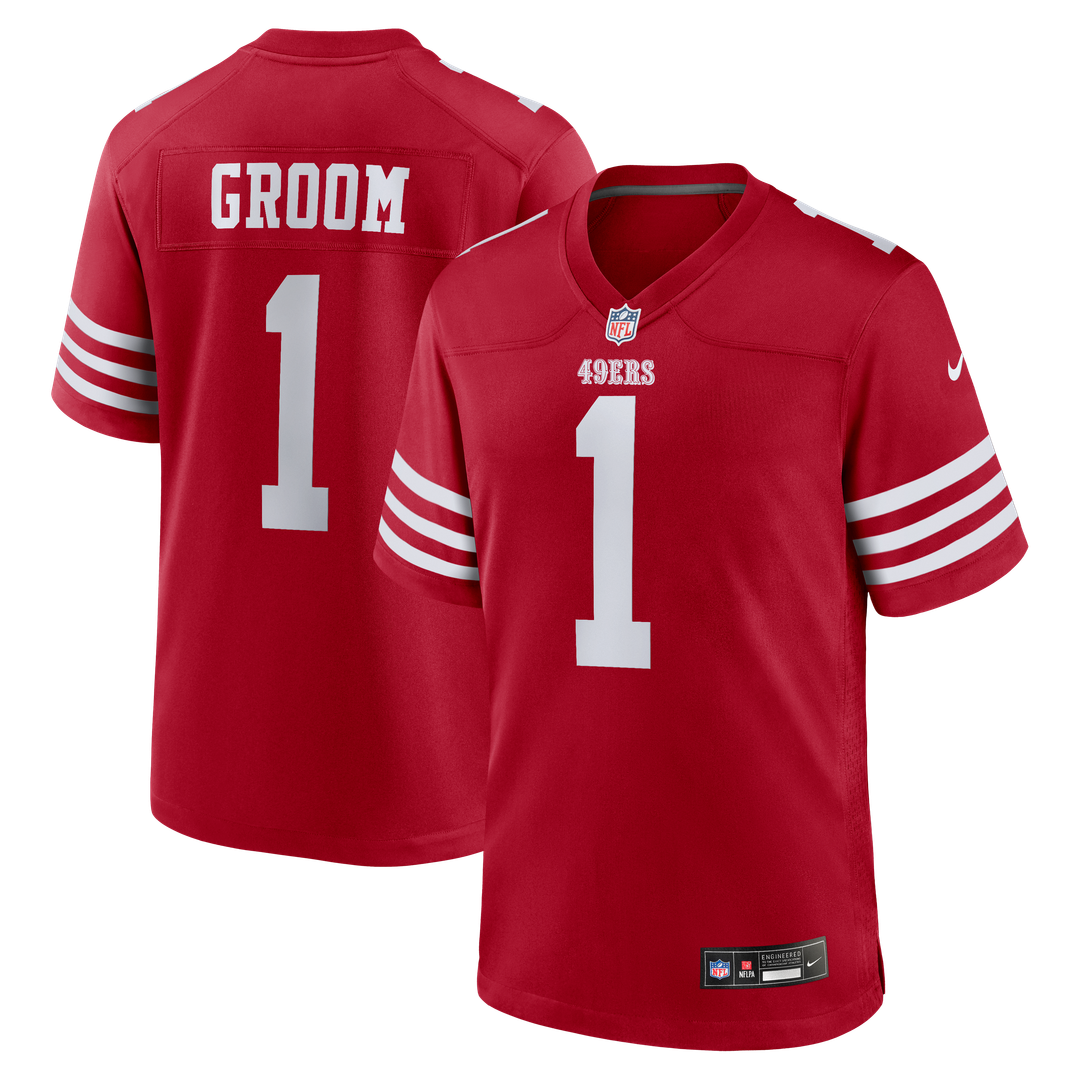 Number 1 Groom San Francisco 49ers Game Jersey - Scarlet