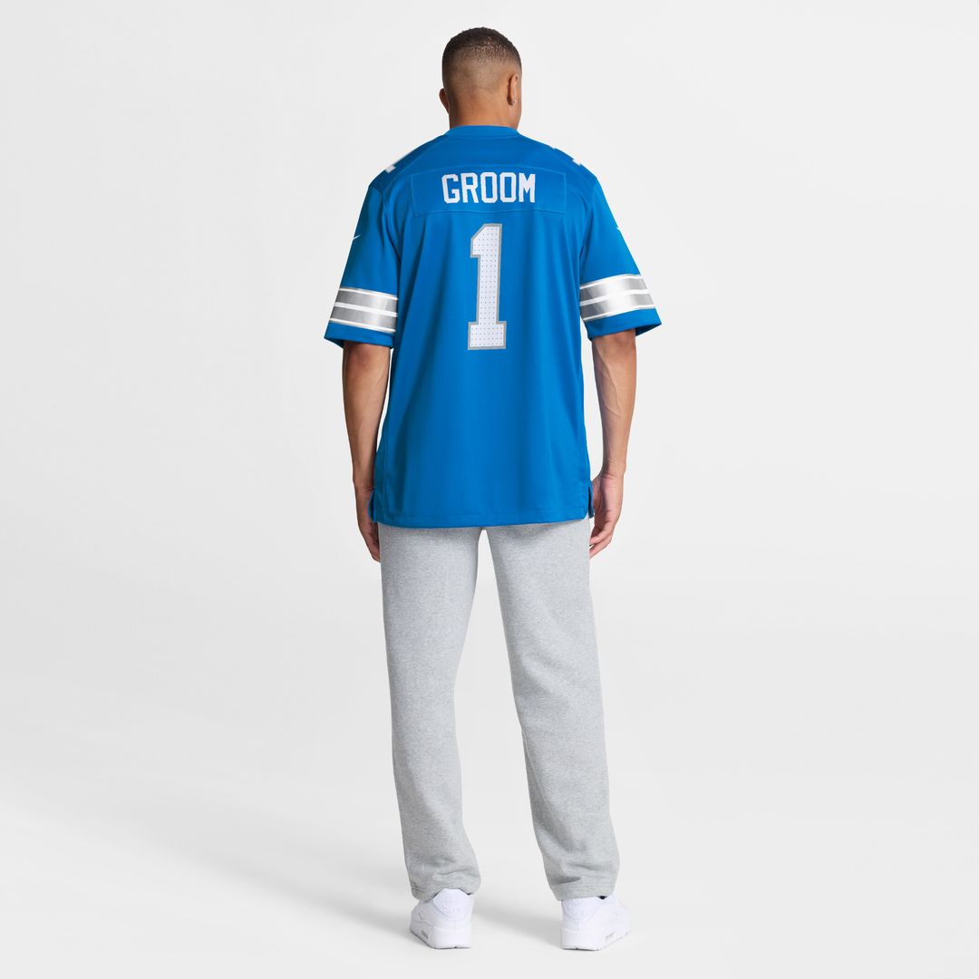 Number 1 Groom Detroit Lions Game Jersey - Blue