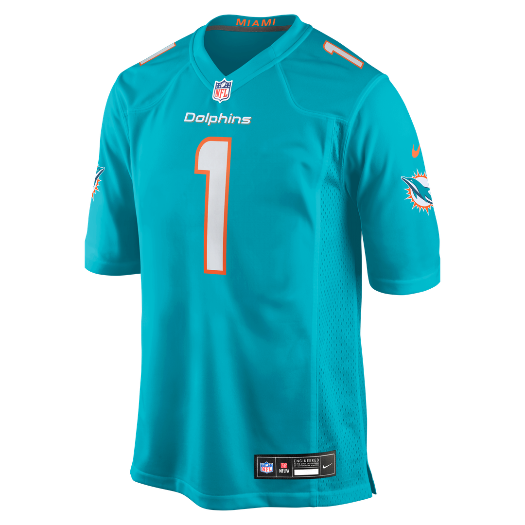 Number 1 Dad Miami Dolphins Game Jersey - Aqua