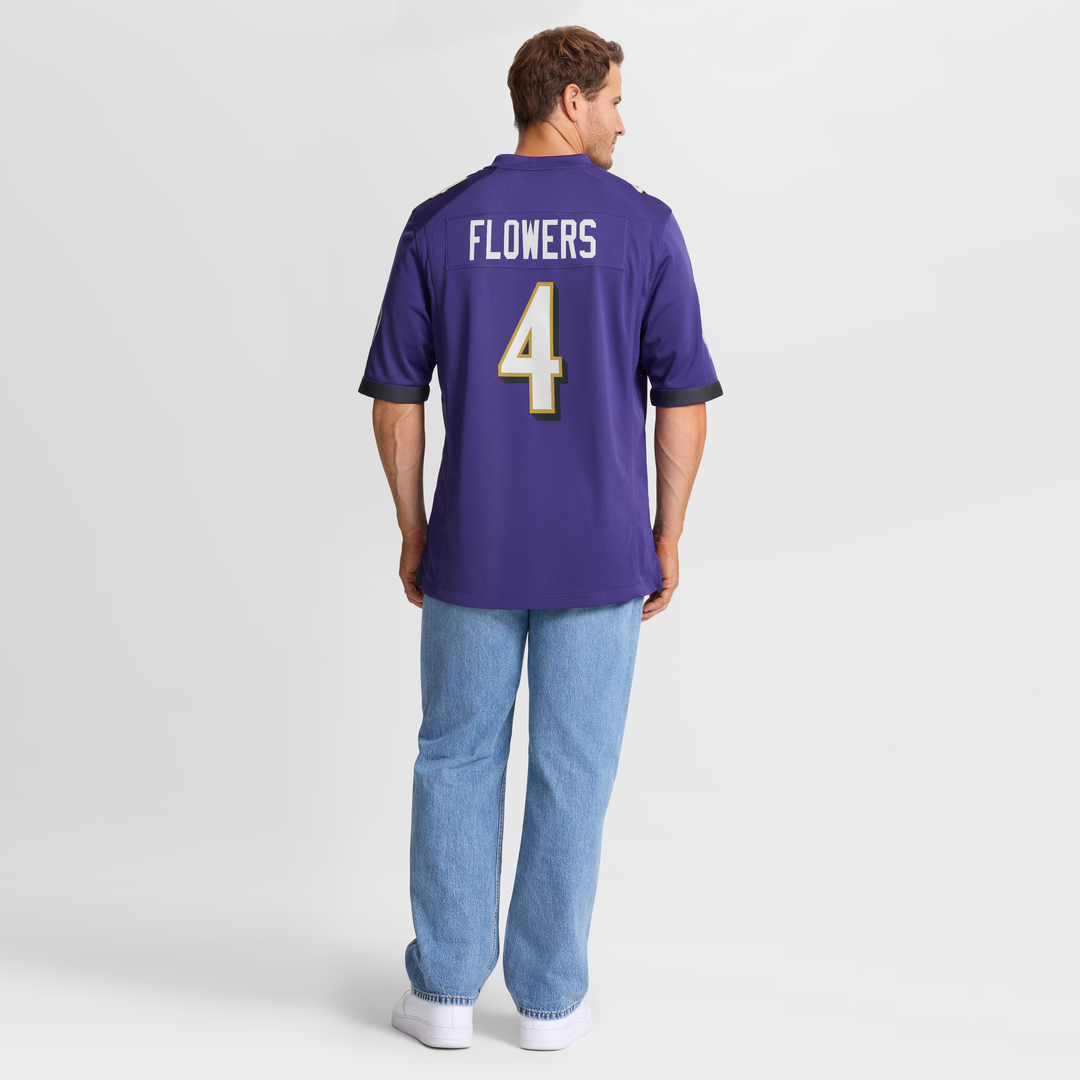 Zay Flowers Baltimore Ravens Game Jersey - Purple