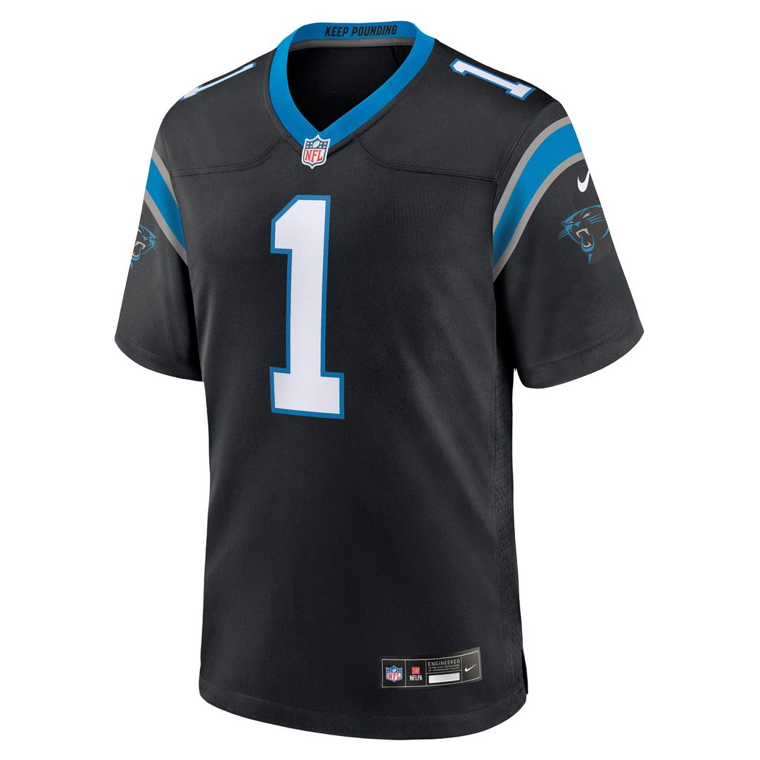 Number 1 Groom Carolina Panthers Game Jersey - Black