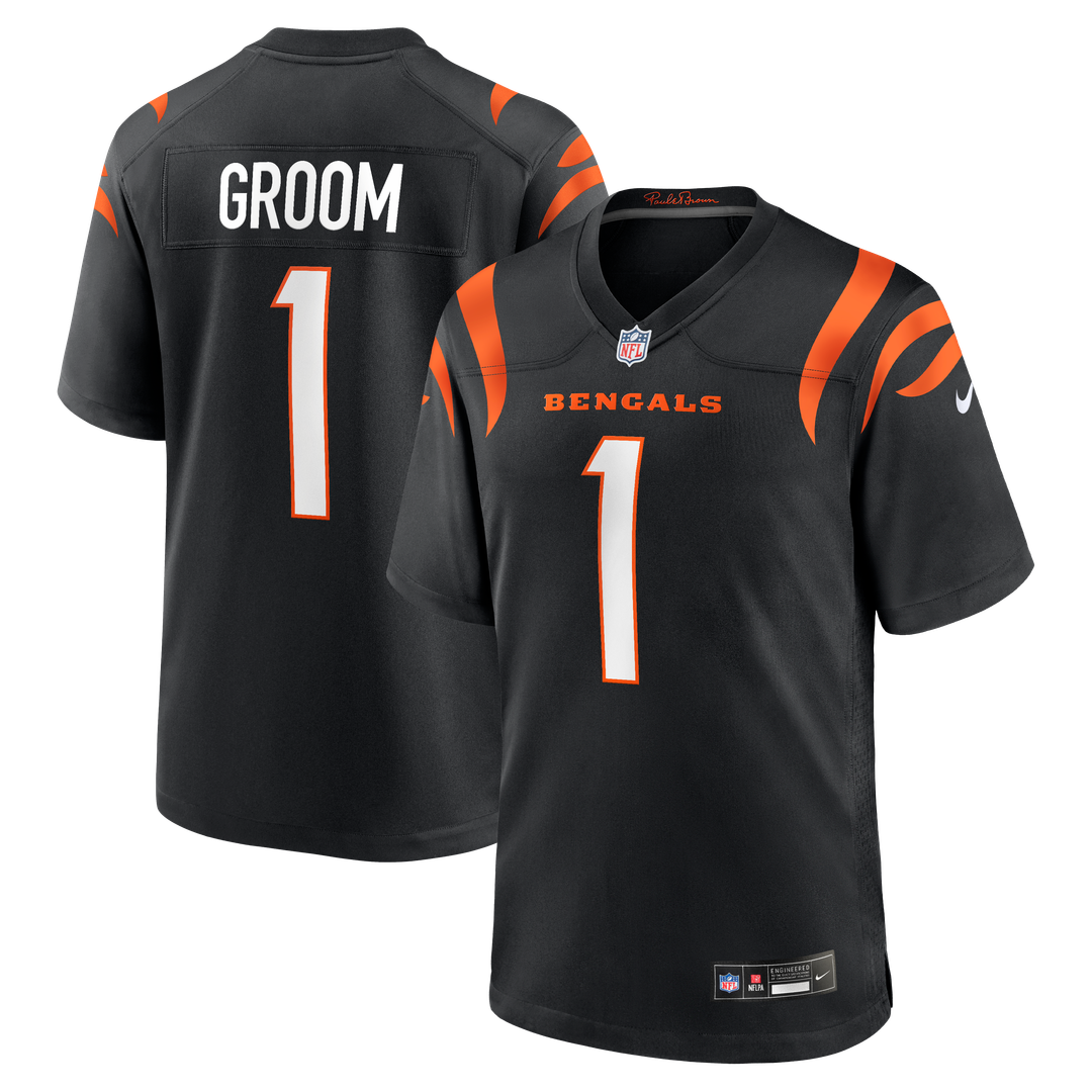 Number 1 Groom Cincinnati Bengals Game Jersey - Black