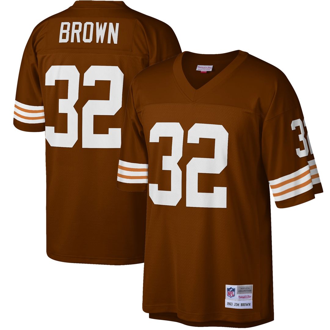 Jim Brown Cleveland Browns Big & Tall 1963 Retired Player Replica Jersey - Brown