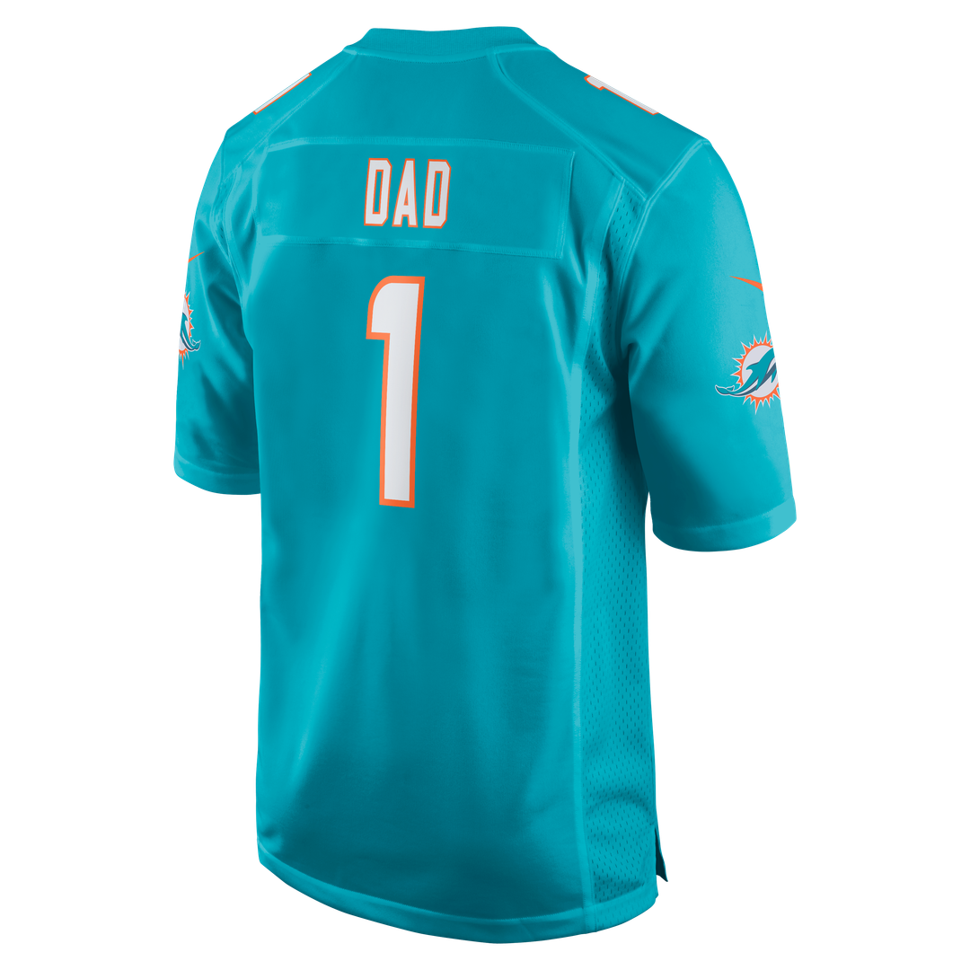 Number 1 Dad Miami Dolphins Game Jersey - Aqua