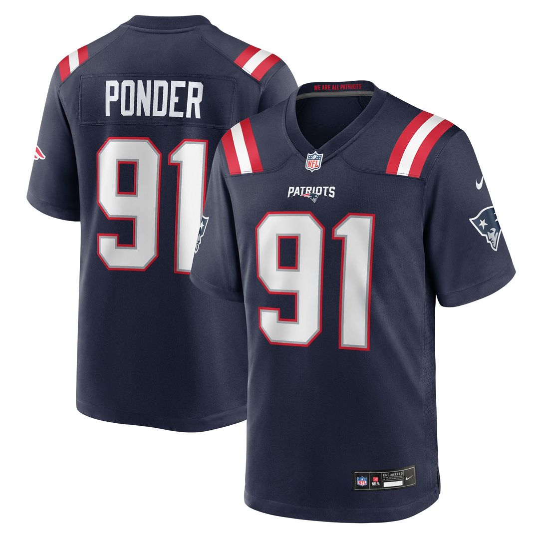 Elijah Ponder New England Patriots Team Game Jersey - Navy