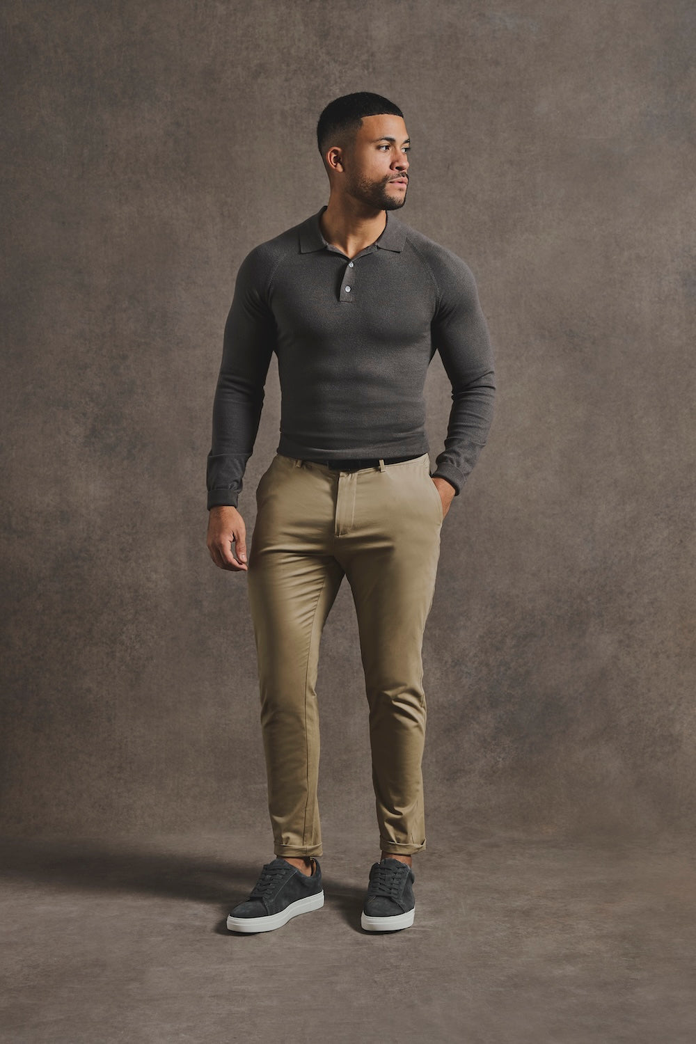 Knitted Polo Shirt in Mocha