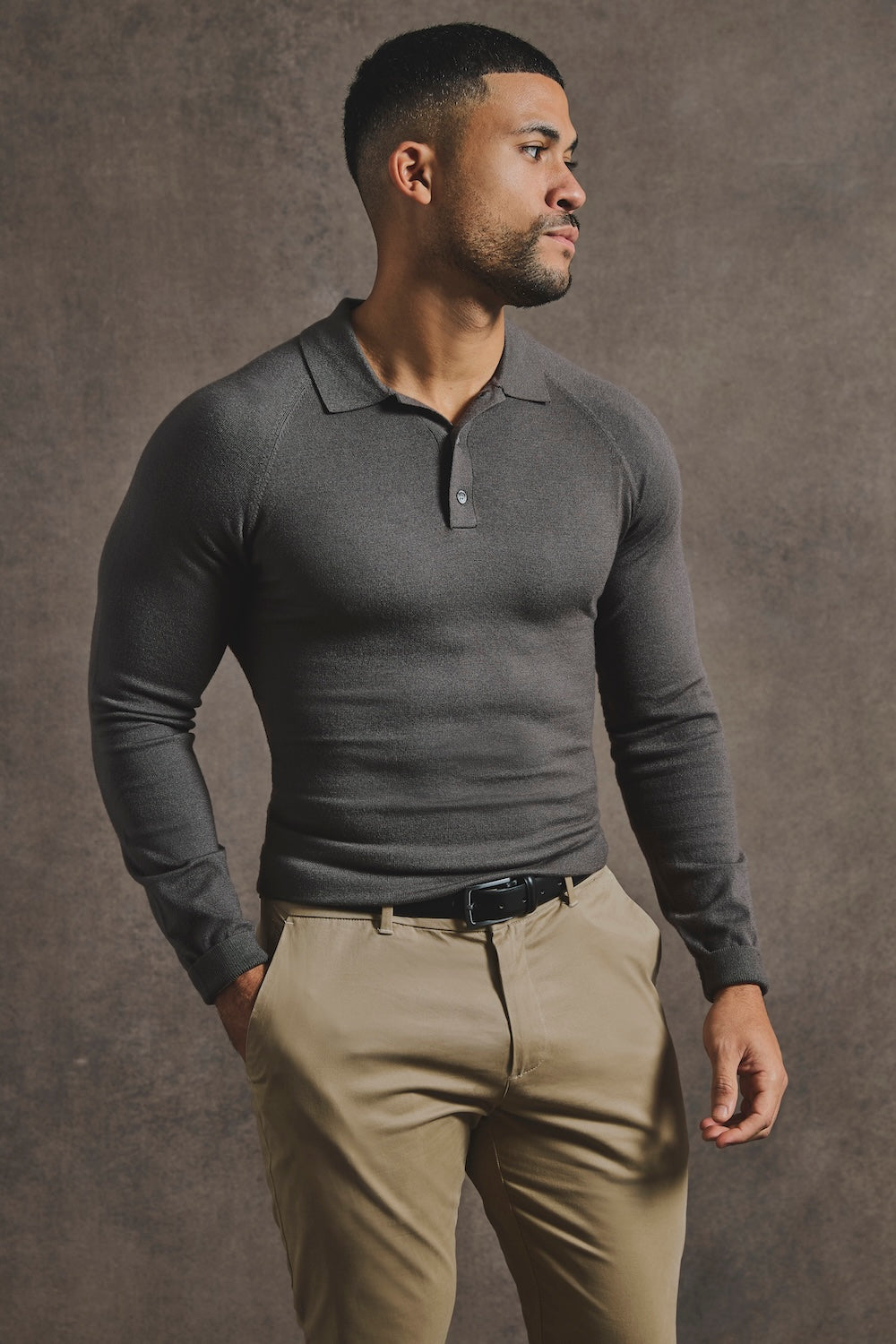 Knitted Polo Shirt in Mocha