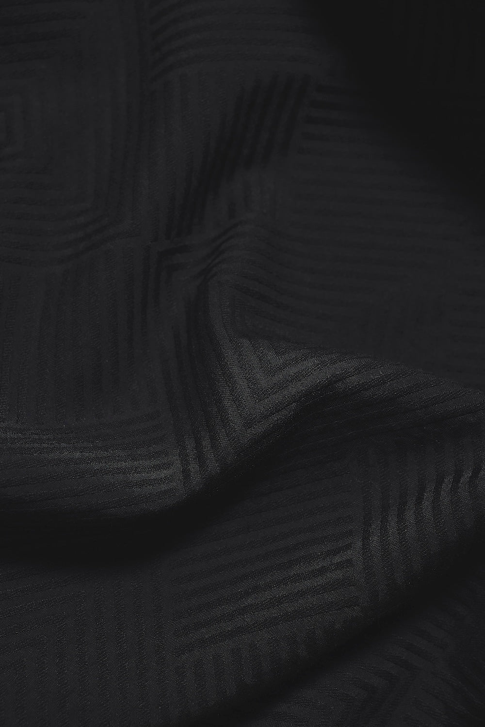 Woven Textured Cuban Collar Shirt in Black