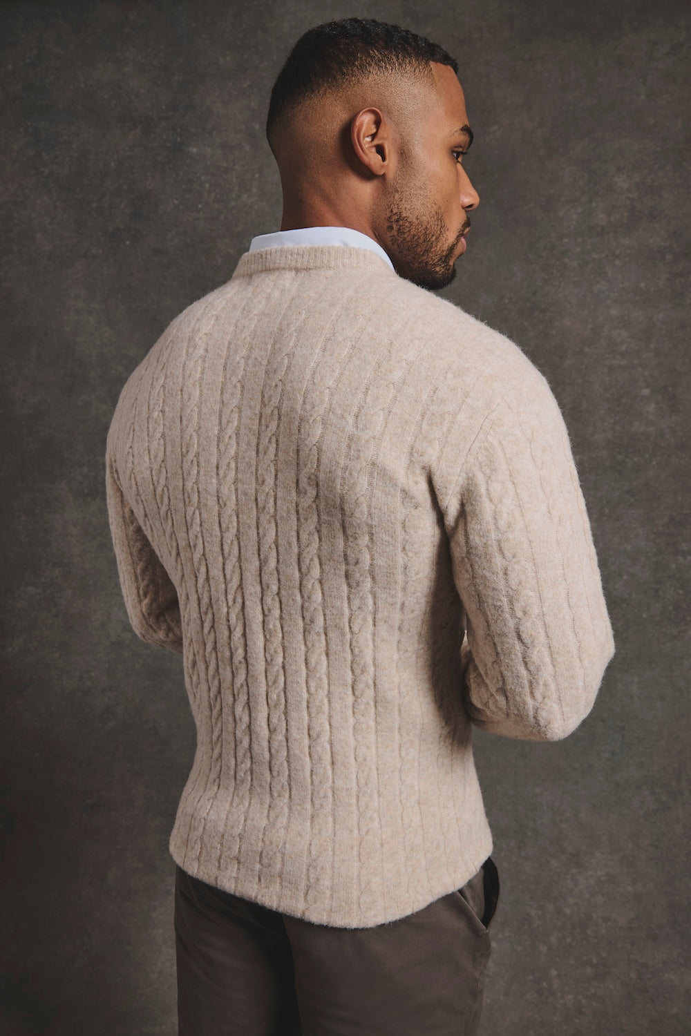 Soft Cable Crew Neck Sweater in Neutral