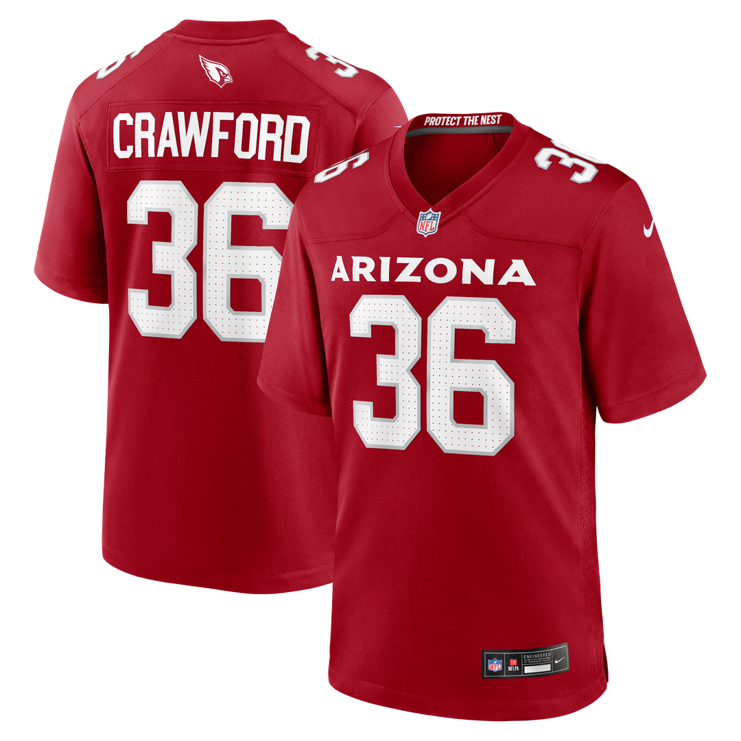 Kitan Crawford Arizona Cardinals Team Game Jersey - Cardinal