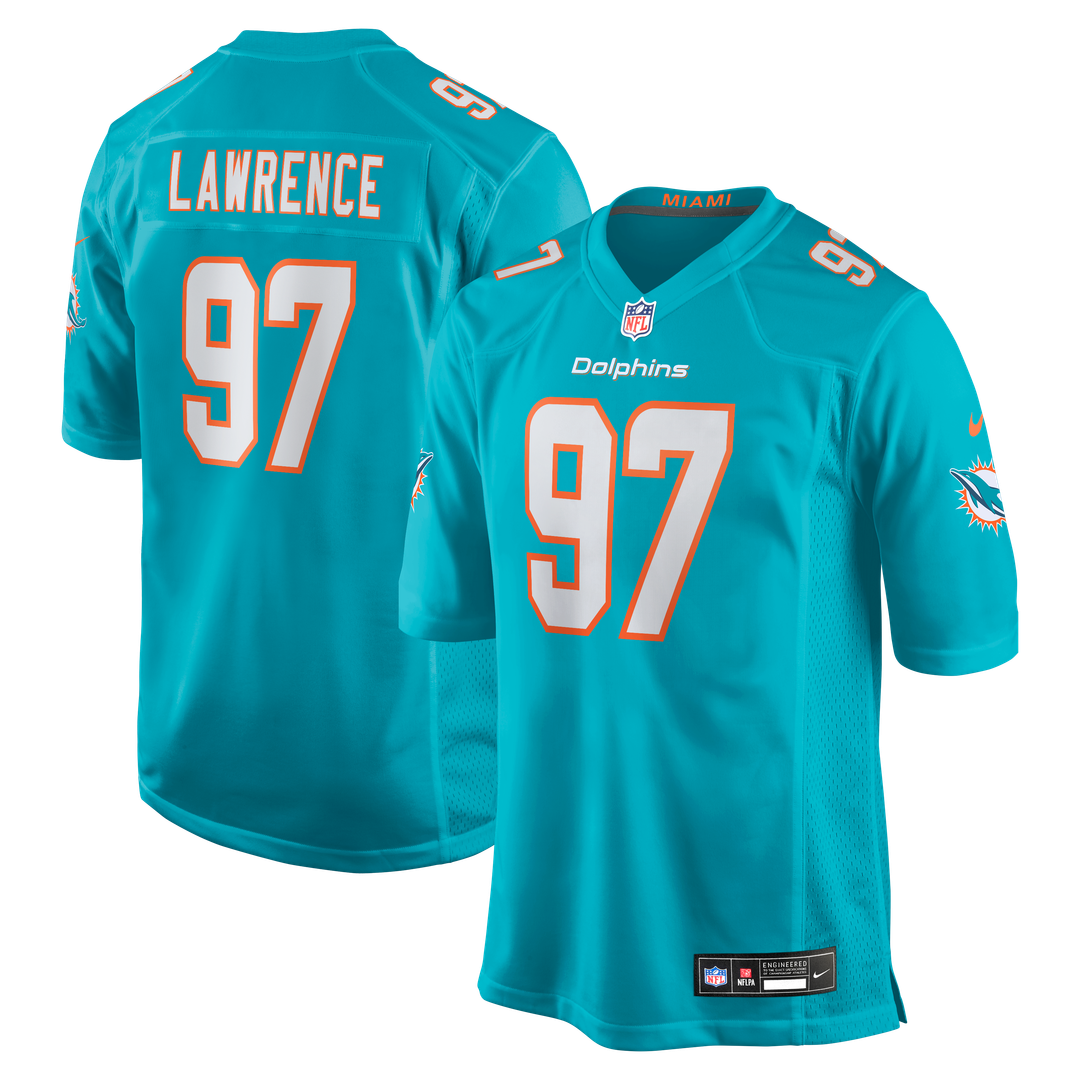 Rashard Lawrence Miami Dolphins Team Game Jersey - Aqua