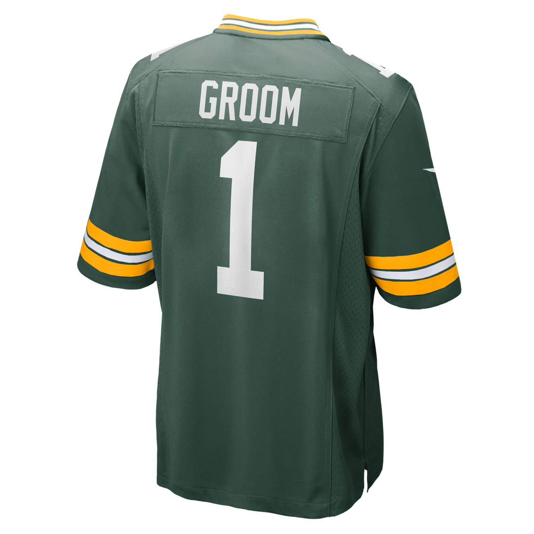 Number 1 Groom Green Bay Packers Game Jersey - Green