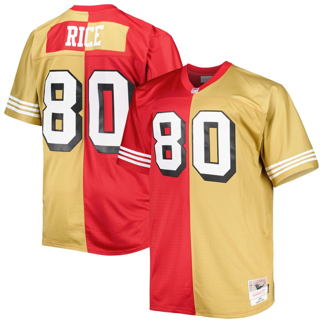 Jerry Rice San Francisco 49ers Big & Tall Split Legacy Retired Player Replica Jersey - Scarlet/Gold