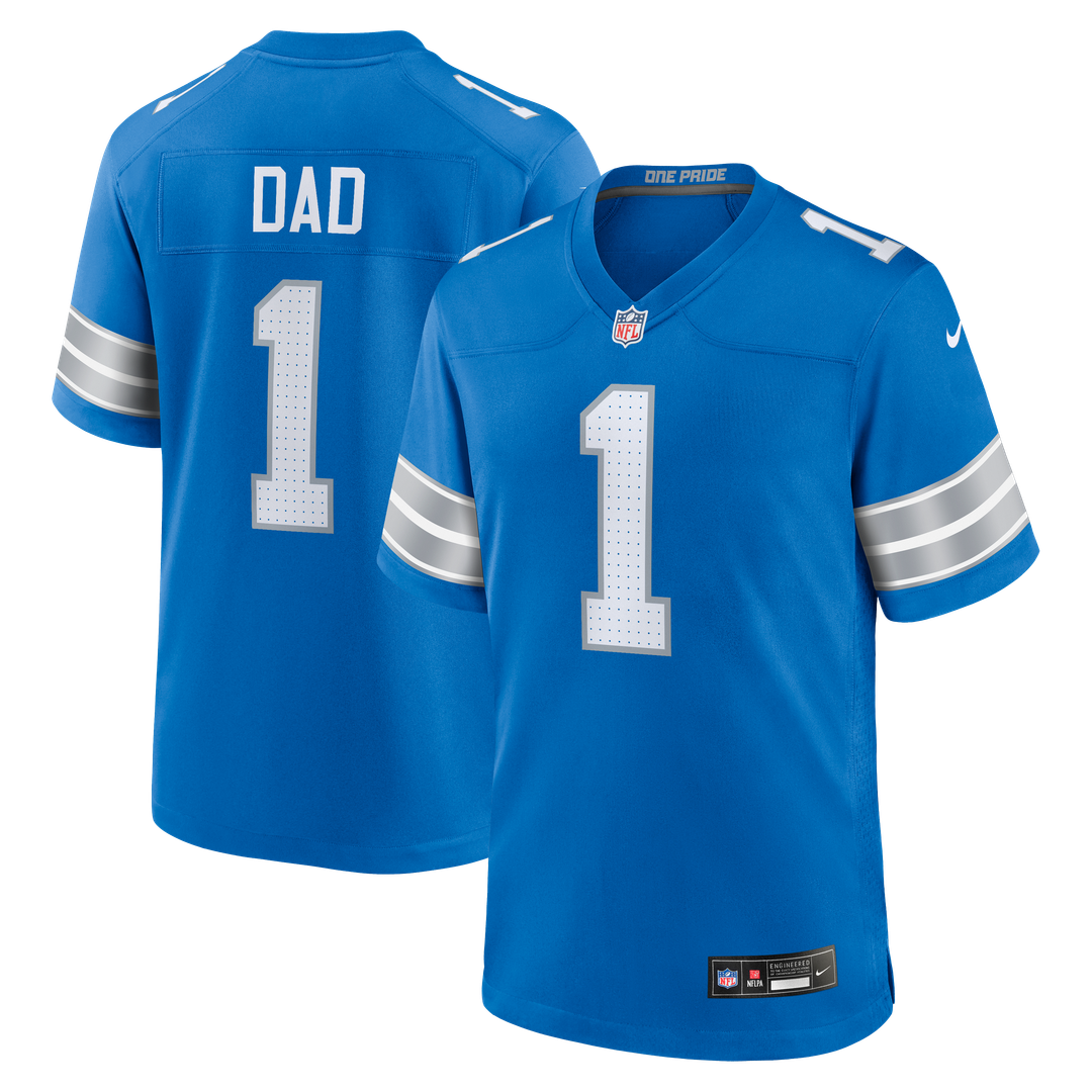 Number 1 Dad Detroit Lions Game Jersey - Blue